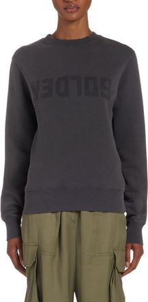 Golden Goose Upside Down Logo Long Sleeve Cotton Sweatshirt Dress in Distressed Anthracite at Nordstrom, Size X-Small