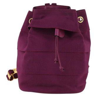 Ferragamo Vala Canvas Purple Canvas Backpack Bag (Pre-Owned)