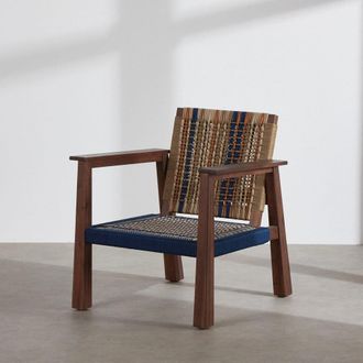 Maisons du monde Sillón de madera de acacia oscura y cuerda multicolor