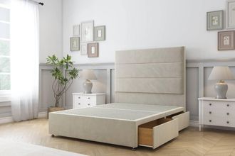 Comfort Beds Rosa Plush Divan Base 2 Drawers - 26 Headboard in Cream | Size: King