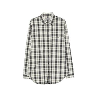 Balenciaga Check-pattern Logo-embroidered Shirt