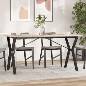 vidaXL Mesa De Comedor Marco Y Madera Maciza Pino Y Acero 160x80x75cm Vidaxl