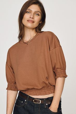 Maeve Short-Sleeve Bubble Sweatshirt
