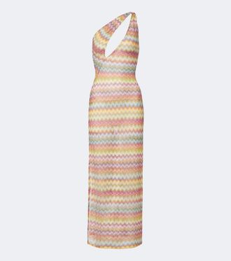Missoni One-shoulder lam&eacute; maxi dress
