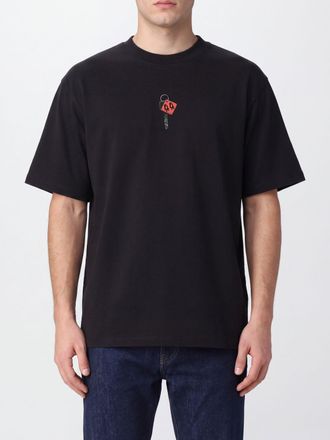 44 Label Group T-shirt in cotone con stampa grafica a contrasto e spalle scese