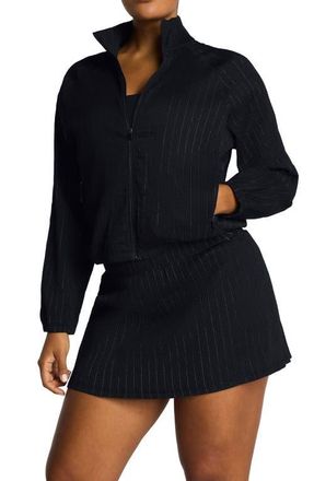 Spanx BoostUp Water Repellent Glow Weave Full Zip Jacket in Very Black at Nordstrom, Size X-Small