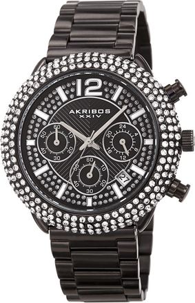 Akribos XXIV Chronograph Quartz Crystal Black Dial Mens Watch AK1075BK