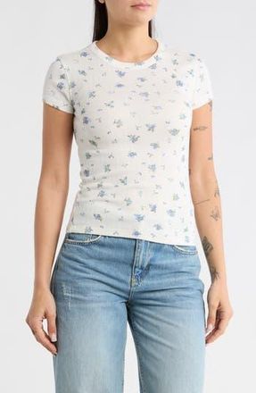 Abound Pointelle Baby T-Shirt in White- Blue Pom Floral at Nordstrom Rack, Size X-Large