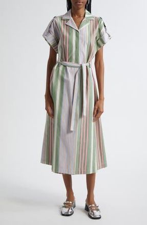 Stine Goya Stripe Organic Cotton Shirtdress in Forest Stripe at Nordstrom Rack, Size Xx-Small