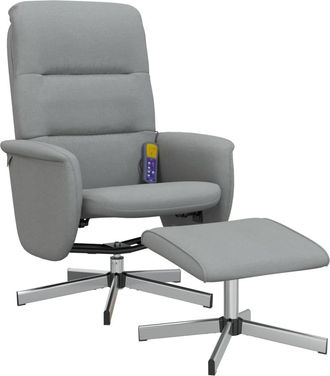 vidaXL Vidaxl - Sill&oacute;n Reclinable De Masaje Con Reposapi&eacute;s Tela Gris Claro