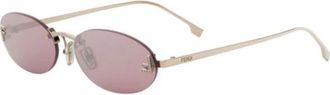 Fendi First Crystal Rose Oval - Dames - Zonnebrillen - Roze - 54 MM - Accessoires