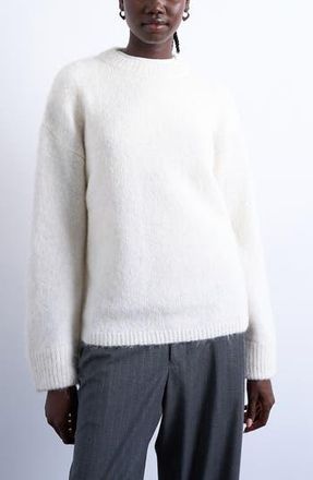 Topshop Fluffy Oversize Crewneck Sweater in Cream at Nordstrom Rack, Size X-Small