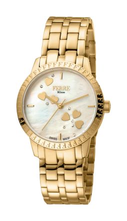 Gianfranco Ferre Womens Ladies Champagne Mother of Pearl Dial GP Stainless Steel Watch - Gold - One Size