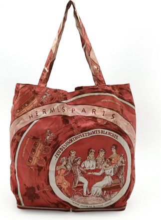 Herm&egrave;s Multi-Color Red Color Rouge H Buffle Skipper Leather Silk Eco-Bag Tote Bag (Pre-Owned)