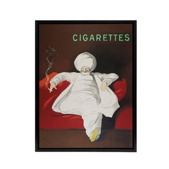 Artery8 JOB Vintage Advert Relaxing Man Framed Canvas Wall Art Print Cappiello in Red | Size: W24 x H32