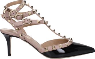 Valentino Garavani Sandali Rockstud Donna Vernice Nero/Rosa Polvere