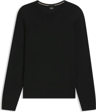 HUGO BOSS Leno-P Trui - Heren - Ronde hals truien - Zwart - L - Wol - Truien & Vesten