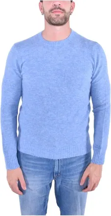 MC2 Saint Barth Truien & Vesten, Heren, Blauw, S, Alpaca Crewneck Sweater Elegant en veelzijdig