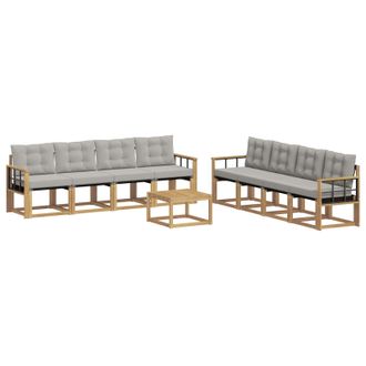 vidaXL Conjunto De Sof&aacute;s De Exterior 9 Pcs Blanco Y Gris Claro Vidaxl