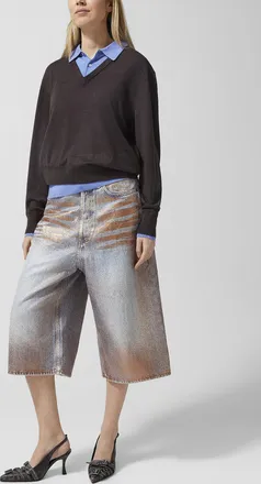 Acne Studios Womens Shimmering denim Bermuda short