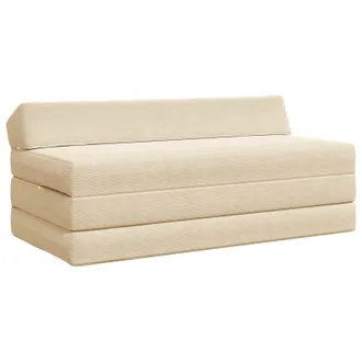 vidaXL Vidaxl Divano Letto Pieghevole 2 Posto Crema 120 X 60 X 49 Cm Tessuto