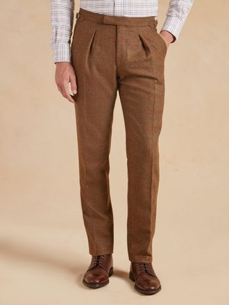Oliver Brown Pleated Trousers - Ambermoore Plaid Tweed