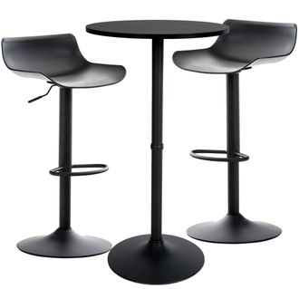 Clp Conjunto De 2 Taburetes De Bar & 1 Mesa Alta Fernie Negro