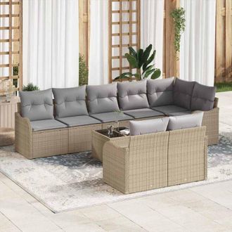 vidaXL Vidaxl - Conjunto De Sof&aacute; De Jard&iacute;n Con Coj&iacute;n 9 Pcs Beige Polirat&aacute;n