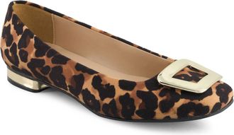 Andrea Womens Dama Animal Print Ballet Flats In Black