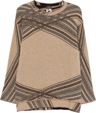 Gianfranco Ferre 1990s trui met streepdetail - Bruin