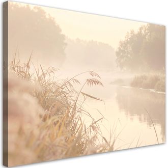 Feeby Impresi&oacute;n De Imagen, Bosque Fluvial En La Niebla Estilo Boho Beige, 100x70