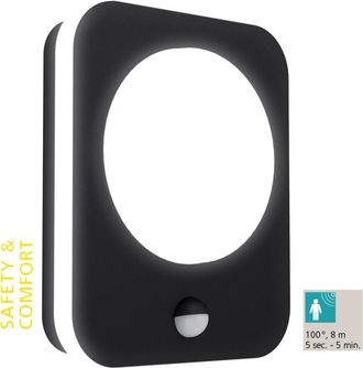 Eglo Eglo - Applique Esterno Moderna Madriz Alluminio Nero Policarbonato Bianco Led