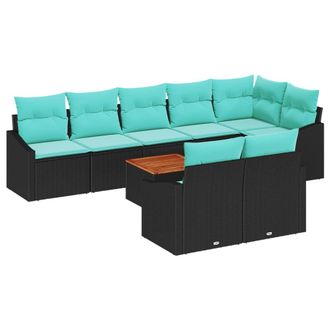 vidaXL Conjunto De Sof&aacute;s De Jard&iacute;n 9 Pcs Negro Rat&aacute;n Sint&eacute;tico Vidaxl