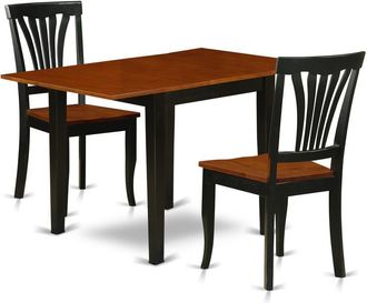 East West Furniture Dining Room Set Black & Cherry, NDAV3-BCH-W