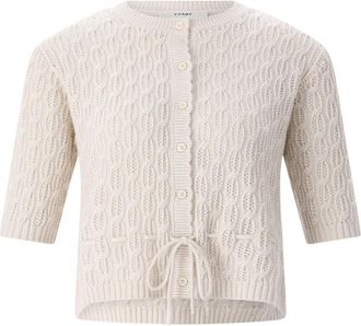 Frame Denim Kortemouw cardigan - Dames - Vesten - Beige - S - Kasjmier - Truien & Vesten