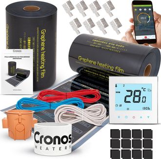 OEM Kit De L&aacute;mina Calefactora Infrarroja De Grafeno Cronos 220w/m2 50cm - 6m2 + Termostato Ac605h-wifi Blanco