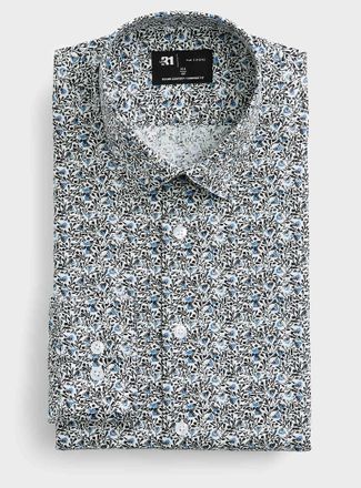 Le 31 Mens Blue and black flora shirt Comfort fit