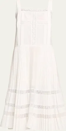 3.1 Phillip Lim Pleated Lace-Inset Midi Dress