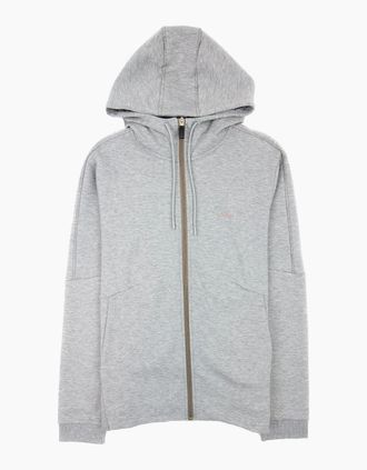 HUGO BOSS Mens Hugo Boss Saggy 2 Grid Artwork Zip Up Hoody Gray 059 - Size: 40