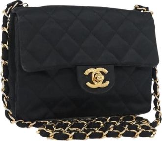 Chanel Pre-owned Vintage Satin Shoulder Bag - Dames - Vintage Schoudertas - Zwart - ONE Size - Satijn - Vintage