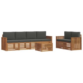 vidaXL Conjunto De Sof&aacute;s De Exterior 7 Pcs Natural Y Antracita Vidaxl