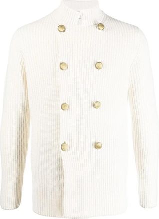 Brunello Cucinelli MenS Off White Double Breasted Sweater, Size 42