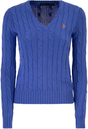 Polo Ralph Lauren katoenen kabelgebreide trui met V-hals