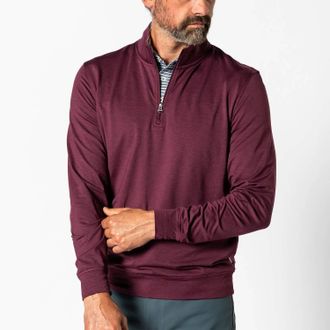Duck Head Long Drive Performance 1/4 Zip Pullover In Fig Heather