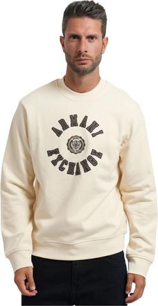 A|X Armani Exchange Sweatshirt met ronde hals en logo - Heren - Sweatshirts - Beige - M - Katoen - Hoodies & sweatvesten