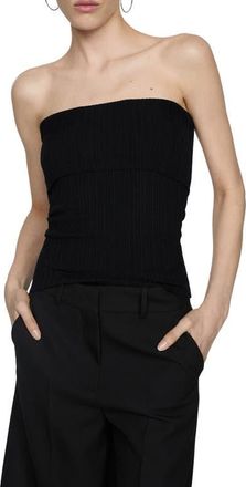 Mango Strapless Rib Top in Black at Nordstrom, Size 1 X