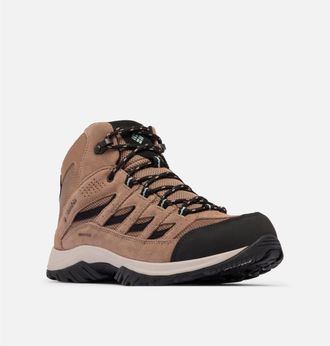Columbia Wanderschuh COLUMBIA CRESTWOOD MID WATERPROOF, Herren, Gr. 42,5, blau (allspice, crushed blau), Mesh, Synthetik, Schuhe Wanderschuh, wasserdicht