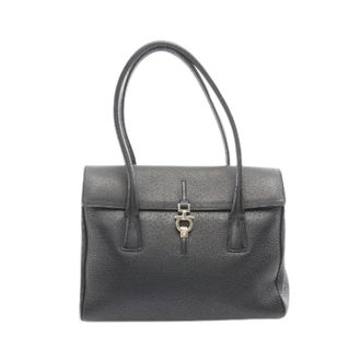 Ferragamo Pre-owned Gancini Leren Schoudertas - Dames - Pre-owned - Zwart - Maat: ONE Size Leer