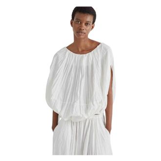 Meimeij Blouses, female, White, Size: 2XL Blusa a palloncino plissettata