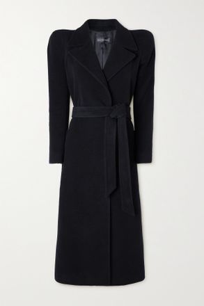 Balenciaga Cappotto In Misto Cashmere Con Cintura - Nero